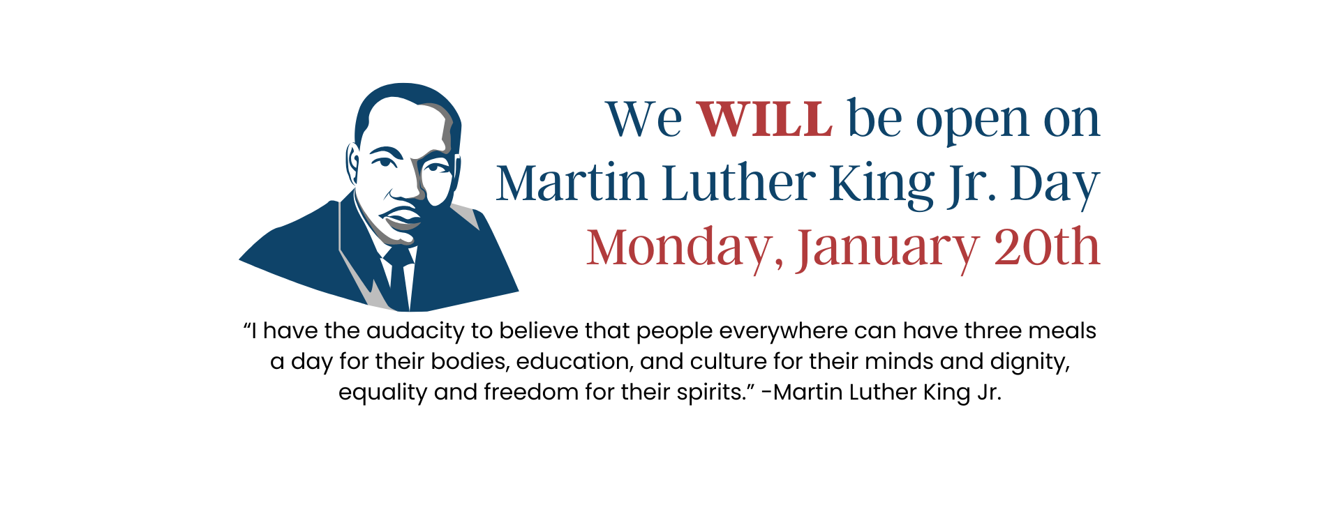 Bremerton Foodline is open Monday, January 20th, Martin Luther King Jr. Day.